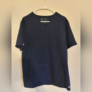 Figs Women Navy Blue V-Neck Scrub Top Size Medium